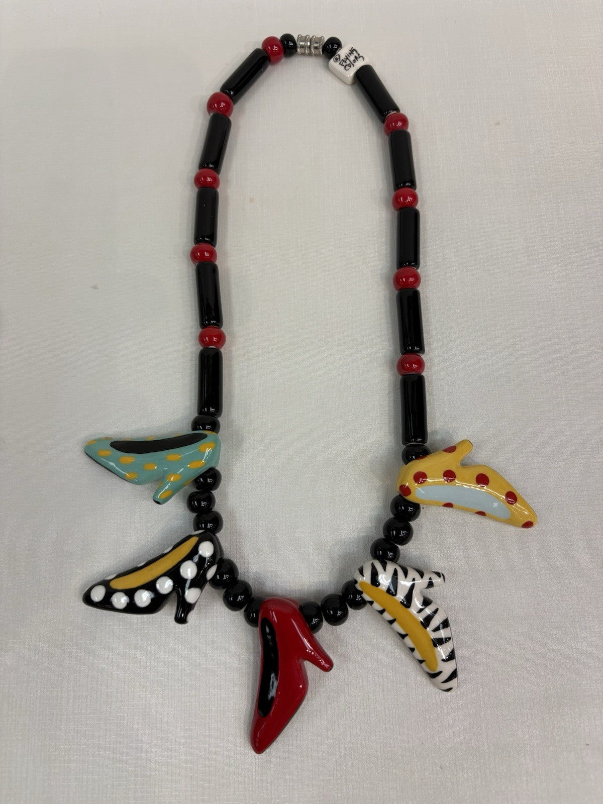 Flying Colors High Heel Shoes Necklace- Hand Painted Ceramic