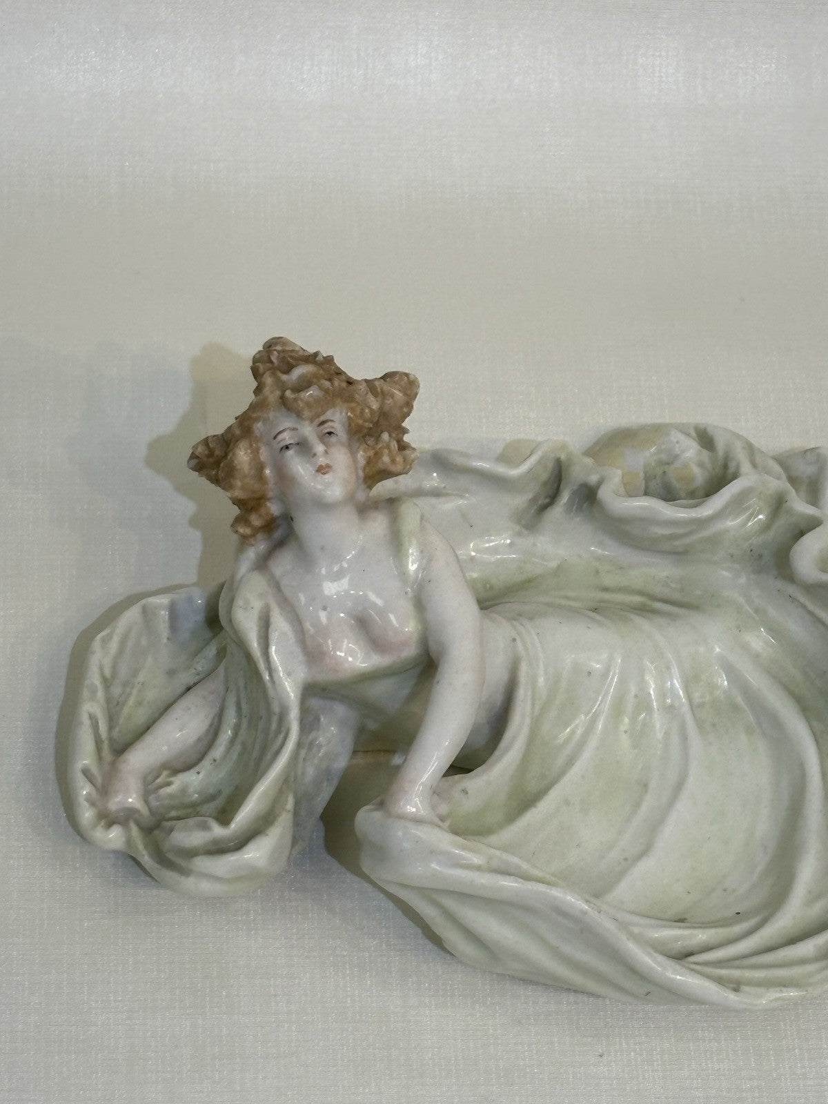 Dresser Bowl Vase Art Nouveau Porcelain Figurine Woman