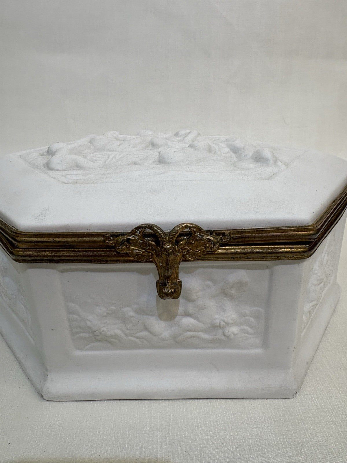 Sevres Antique Porcelain Hand Painted Jewelry Trinket Box Signed