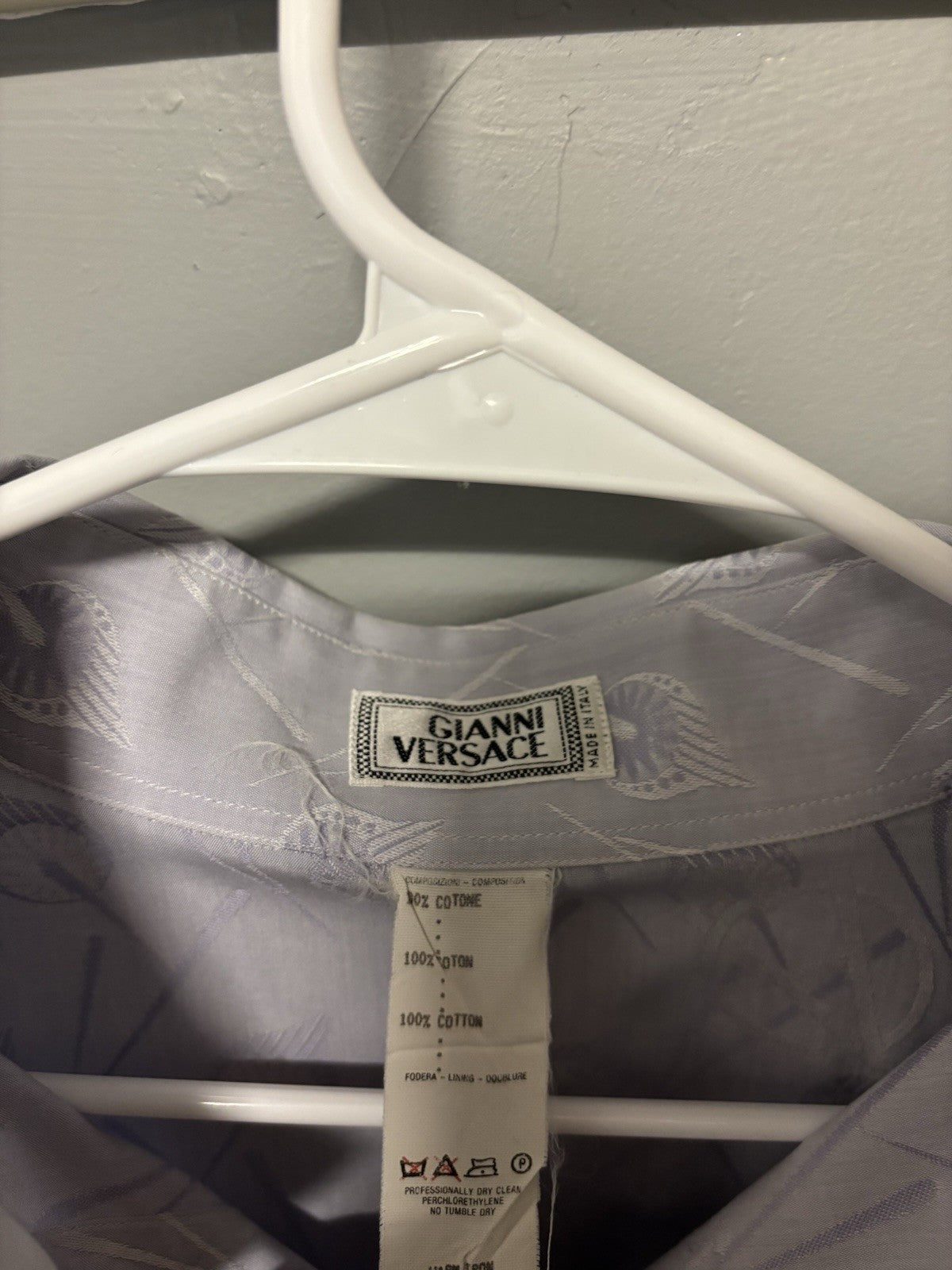 Versace light purple Men Shirt with Chains On The Side Size 50 Vintage