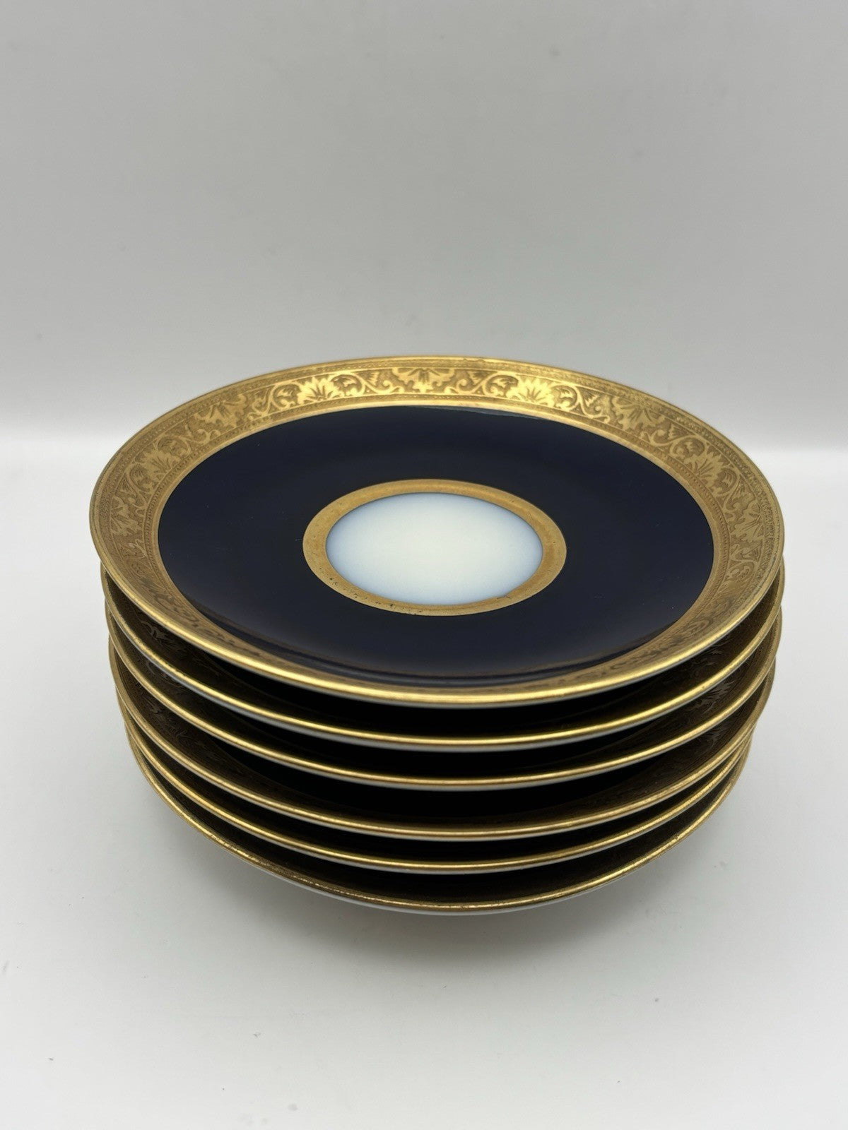 T & V Limoges Raynaud Conde Cobalt Blue Gold Encrusted, Saucer, 5 3/4