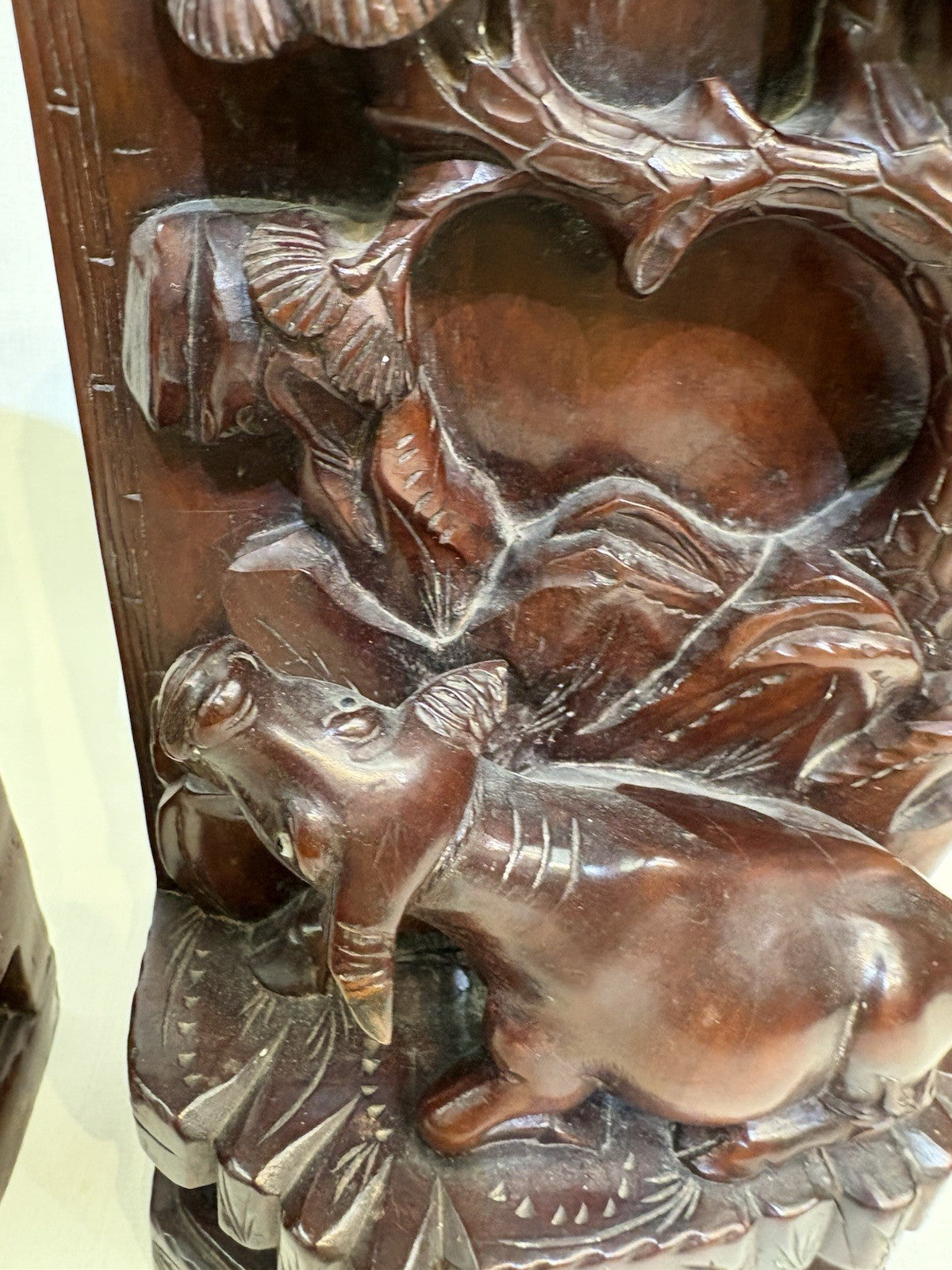 19th Century Chinese Carved Rosewood Bookends Set of 2