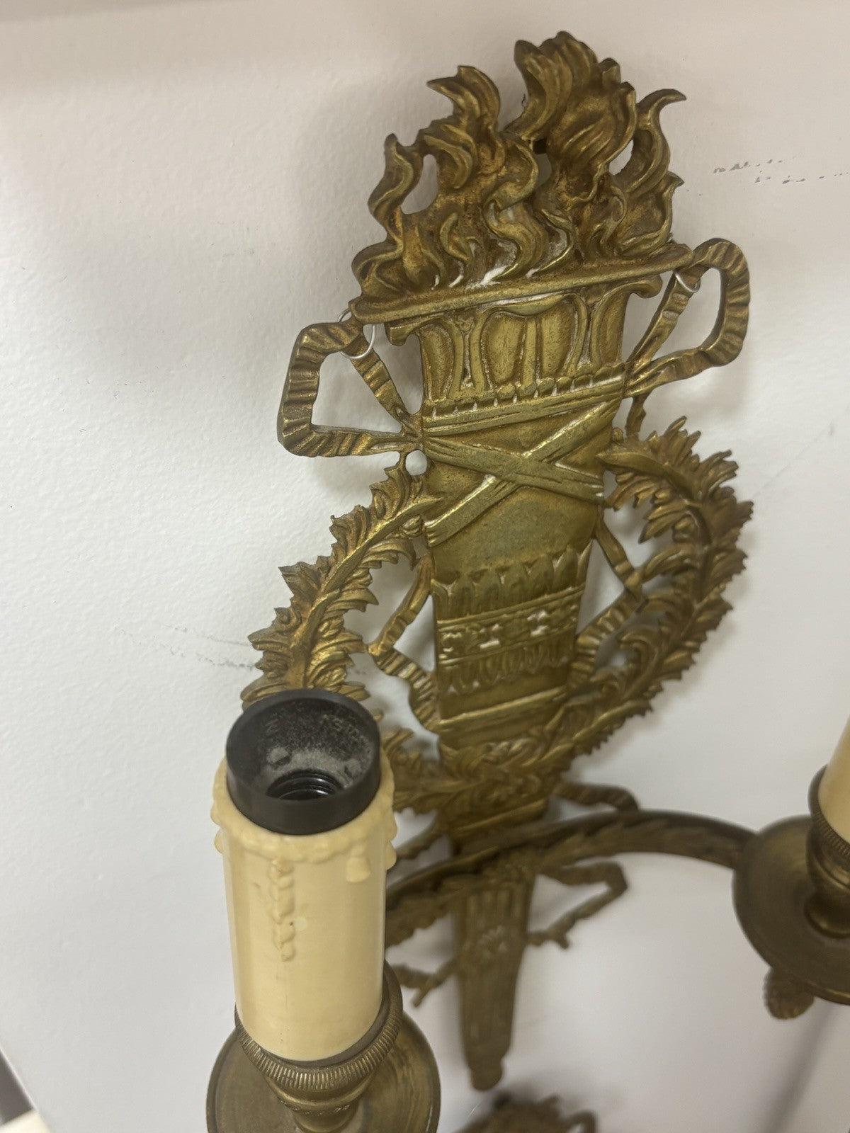 Pair of French Bronzes Wall Sconces 12” It necessarily needs to be wired