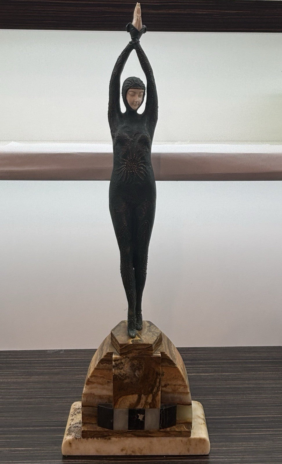 The Starfish Dancer Bronze and Marble Sculpture, Art Deco Signed