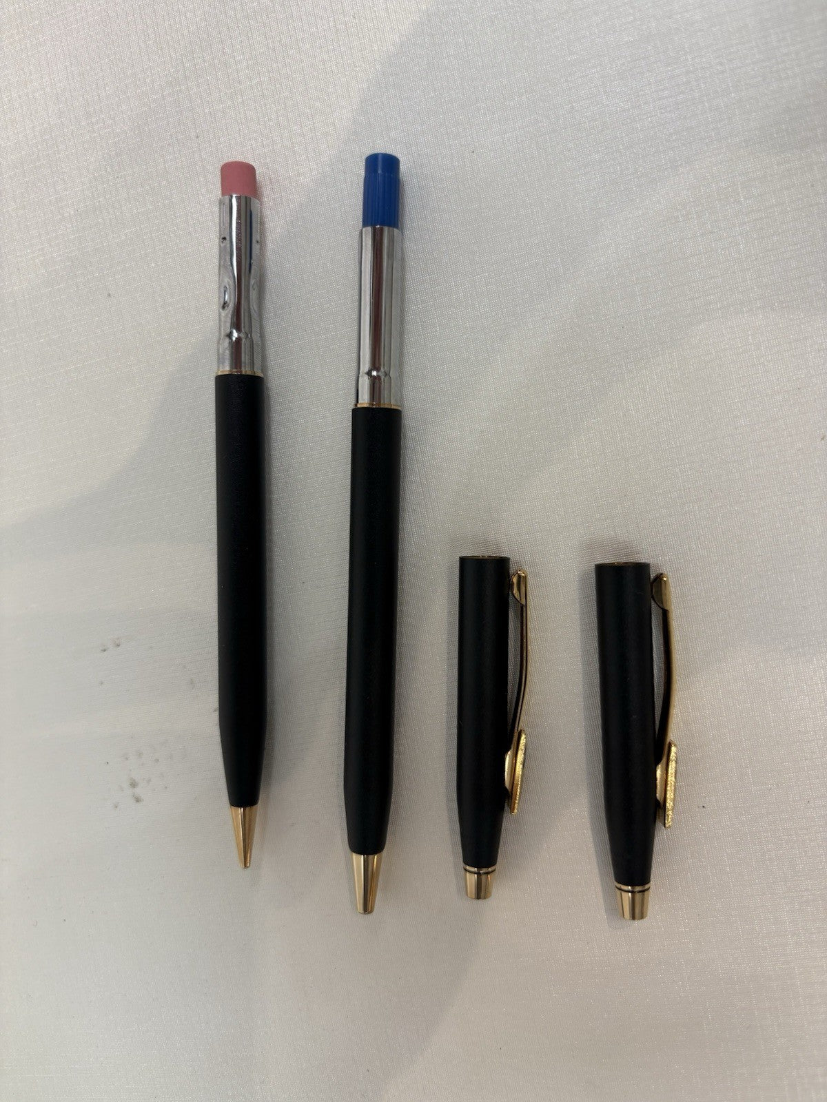 Cross pen and pencil set in a satin black finish 23-karat gold-plated