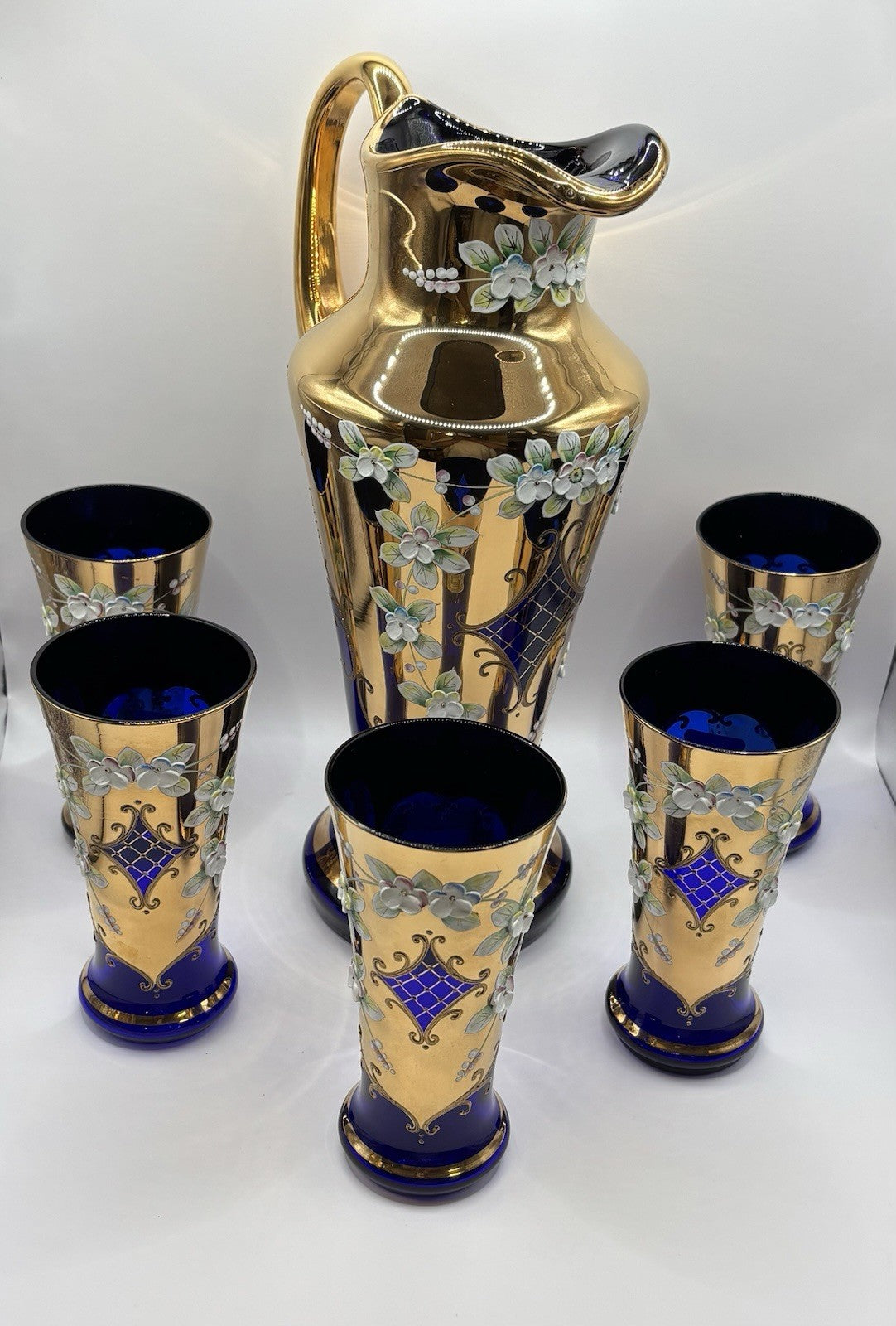 Bohemia Decorative Jar with A Set of 6 Glasses for Home Decor Made In Czech Rep
