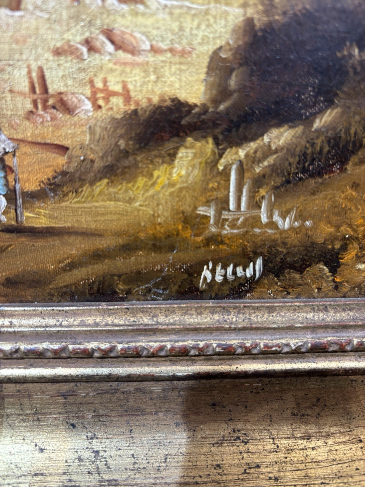 18th century oil painting. English Romantic Landscape Theme On Canvas Signed