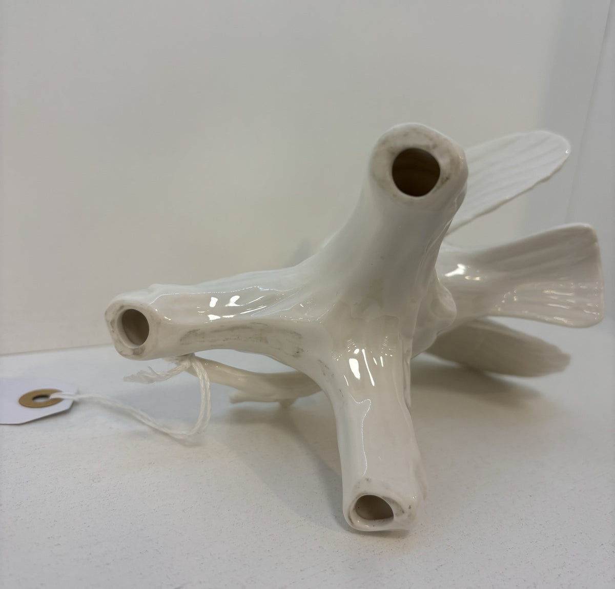 Beautiful Vintage Ceramic White Bird Flying on a branch
