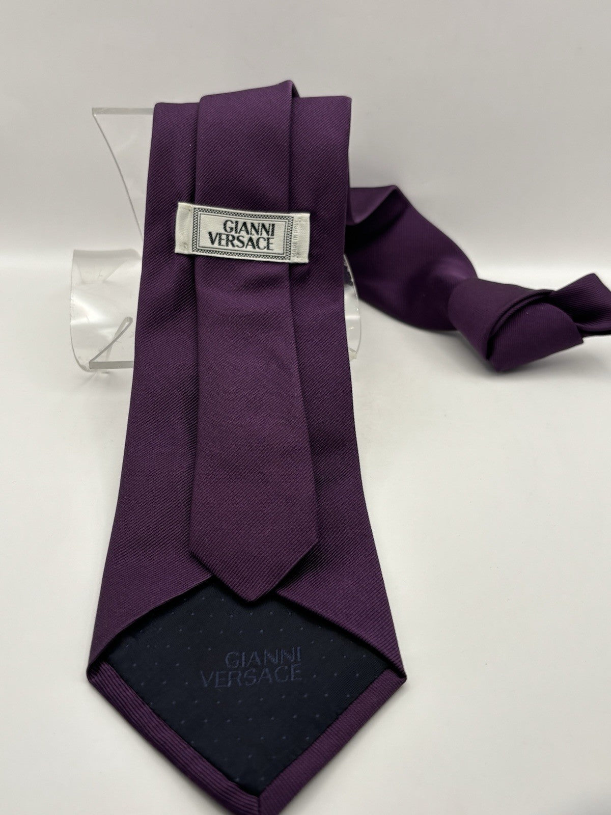 Versace Purple Silk Ties Distinct Textures. Made In Italy 100% Silk