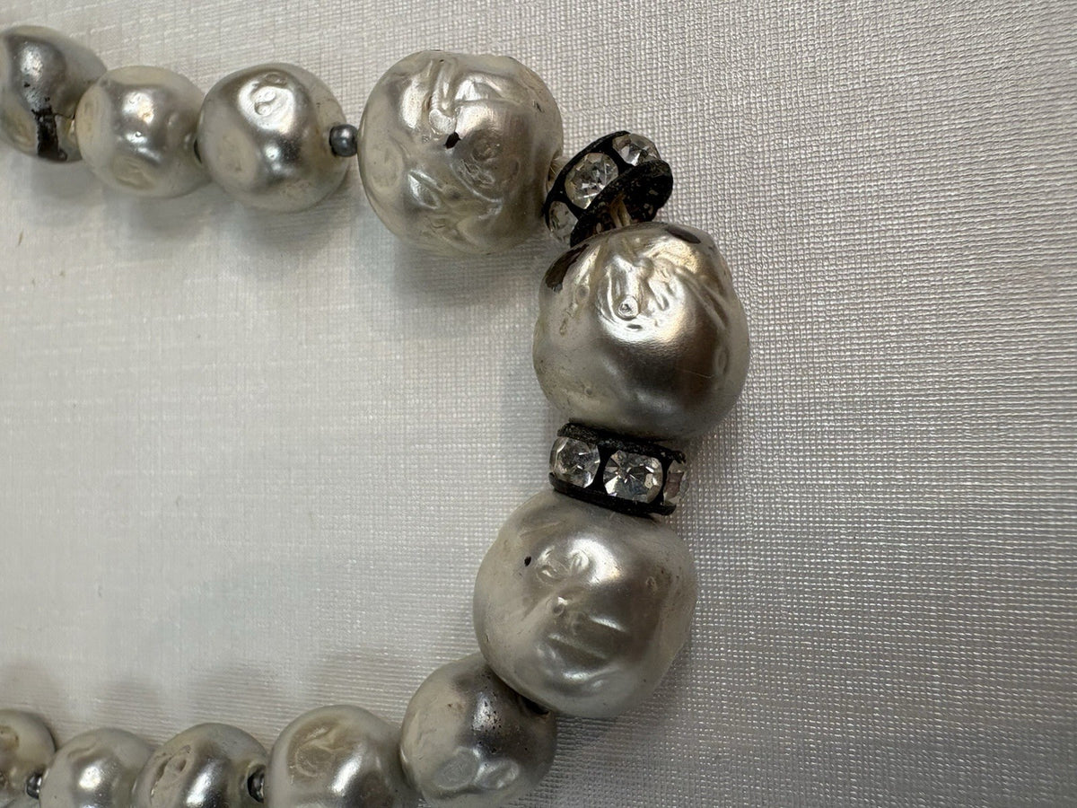 Vintage Miriam Haskell Daux Baroque Pearl Necklace with Sterling Silver