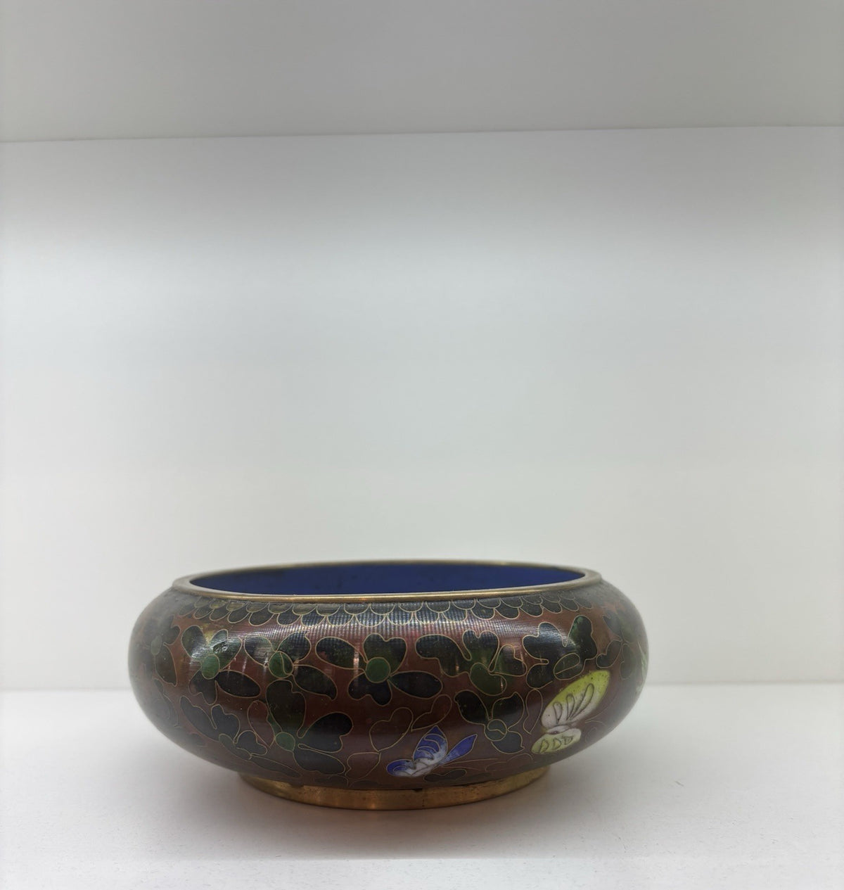 Antique Chinese Cloisonné Bowl 6-inch Hand Painted with Flowers
