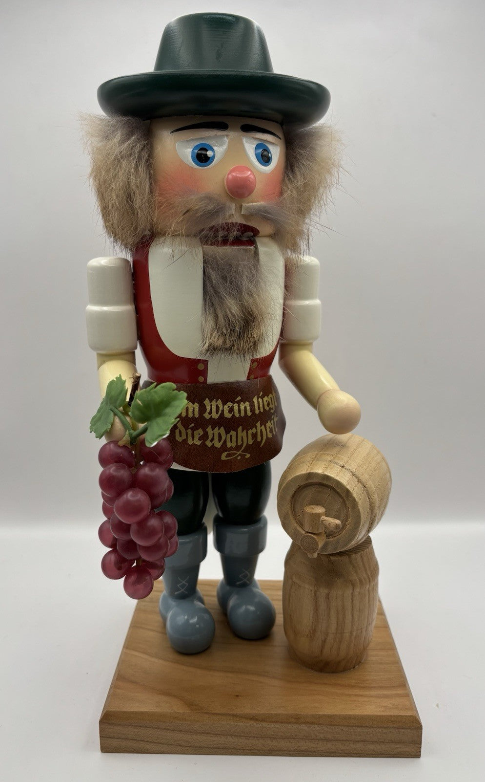Vintage 11-inch Erzgebirgische Volkskunst winemaker nutcracker from Germany.