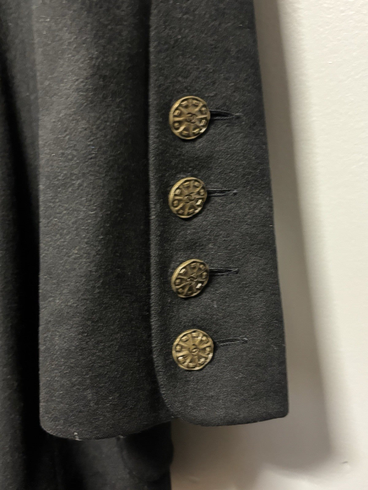 Vintage Chanel Boutique Black Wool Blazer Double-Breasted gold-tone CC buttons