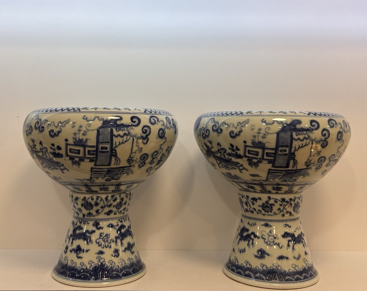 Chinese antique Ming dynasty Chenghua marked style blue and white porcelain