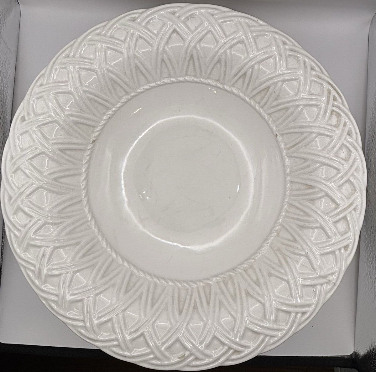 Tiffany & Co. White Woven Basket Weave 13" Serving/Centerpiece Bowl