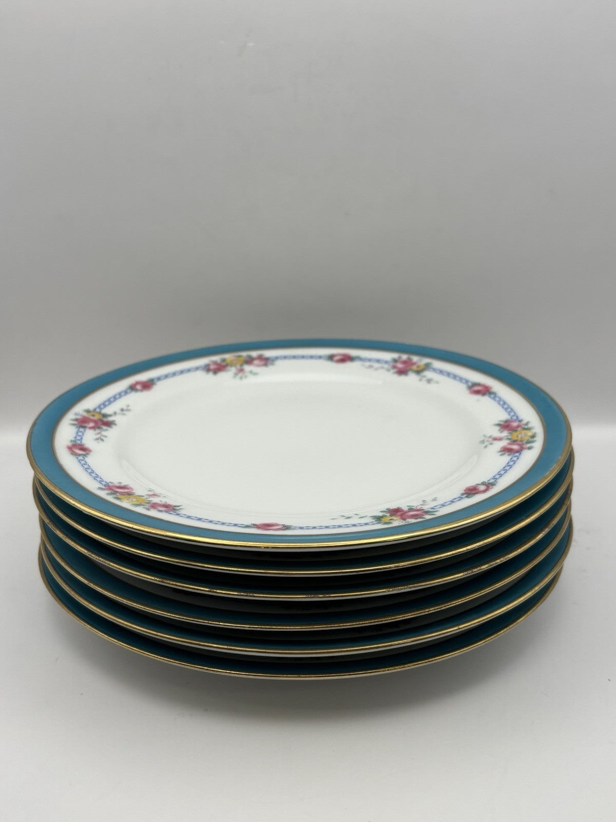 Set of 6 T&V Limoges Plate with A Floral Design France Antique Vintage Plates