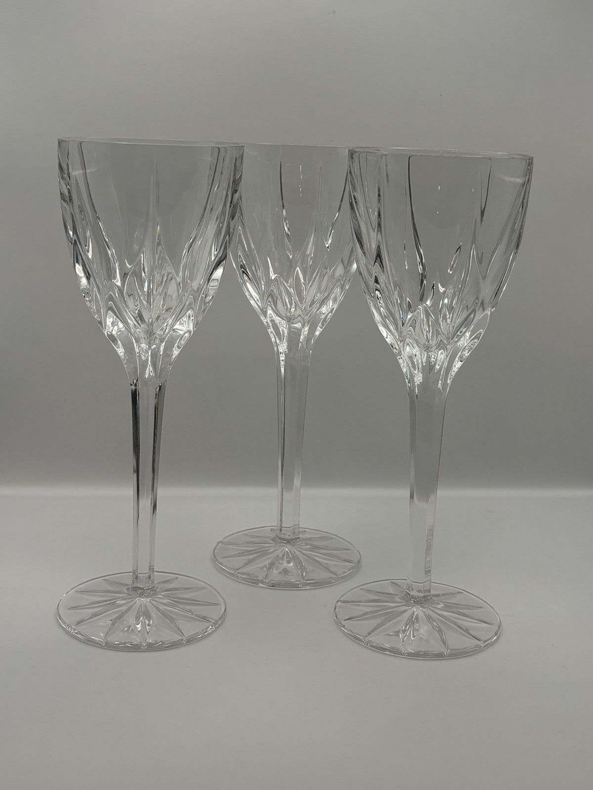 Mikasa Apollo Cut Crystal Wine Goblets 8 3/4 Tall Set of 3 Vintage