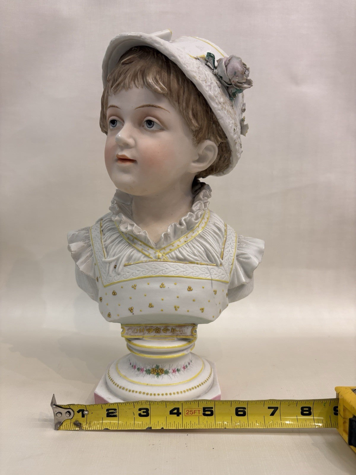 Bisque Head Porcelain Girl Figurine Made In Germany 12.5”