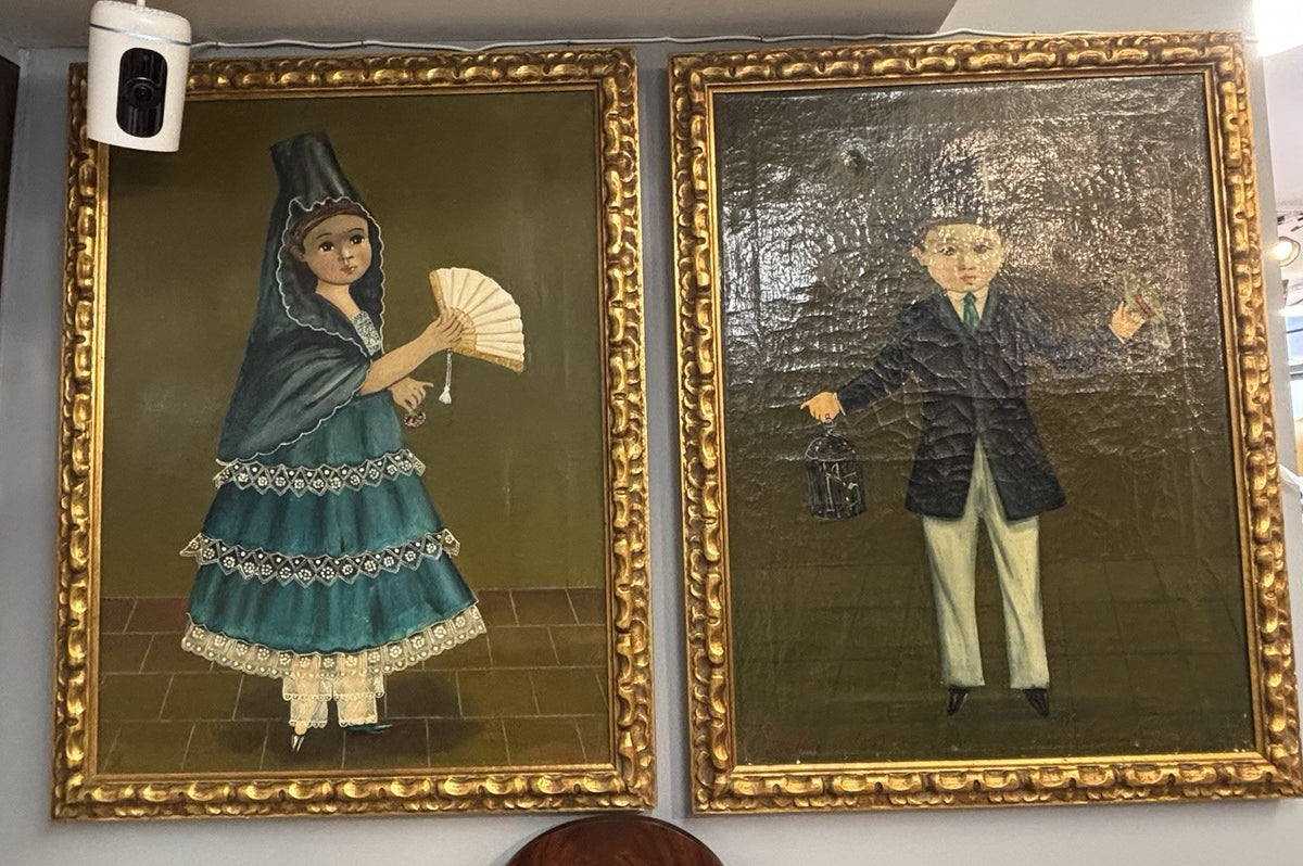 Agapito Labios Vintage Mexican Folk Art Oil Painting In Canvas Signed