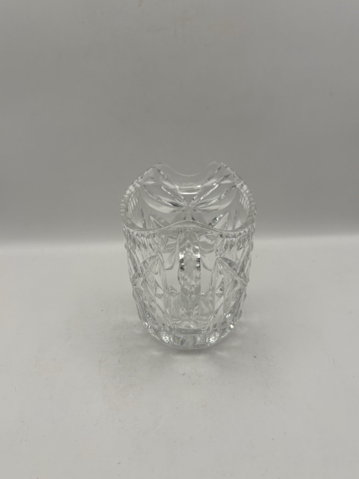 Vintage Cut Glass Crystal Creamer With A Beautiful Floral Design