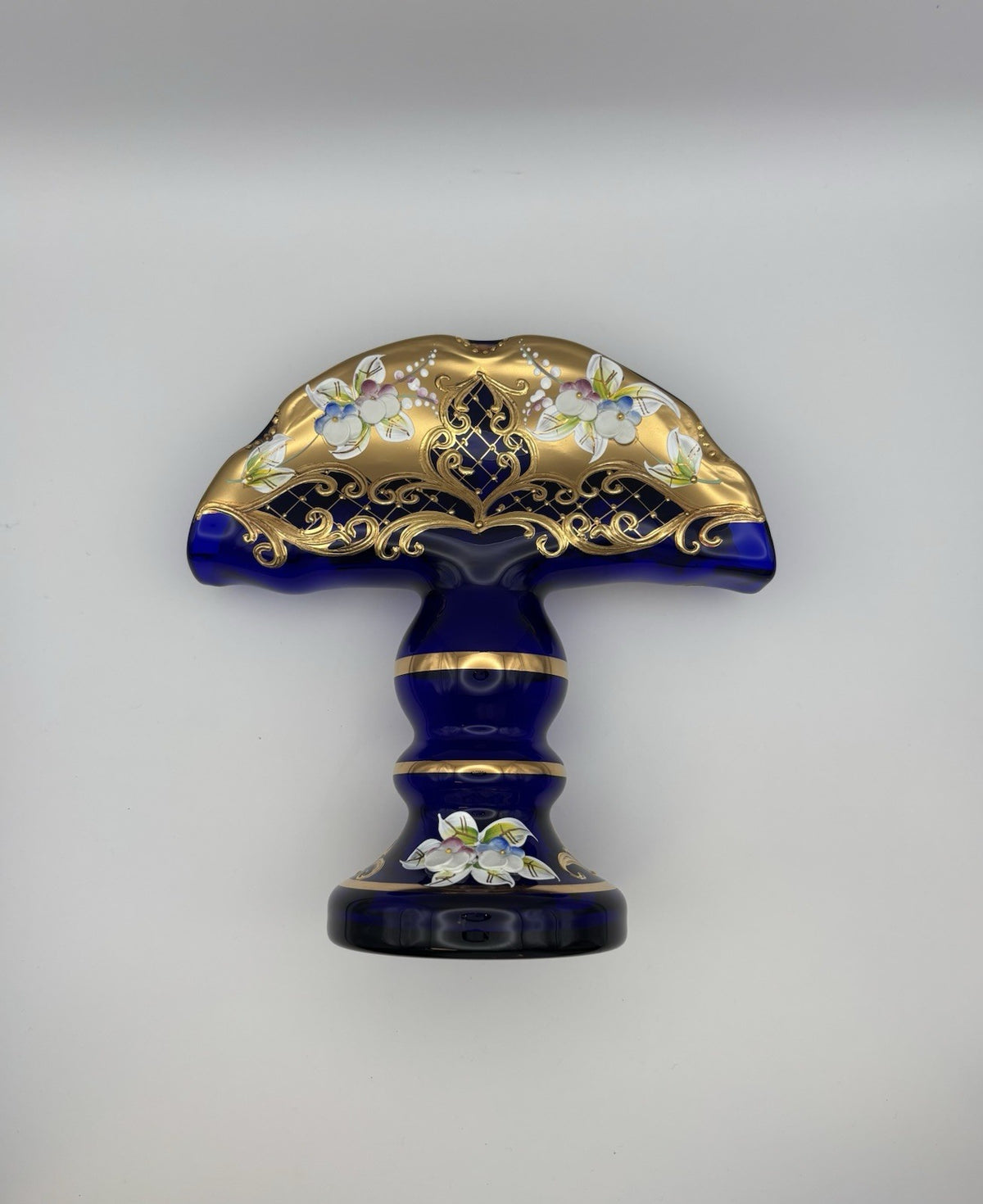 Vintage Bohemia Napking Holder Blue with Gold and Floral Design