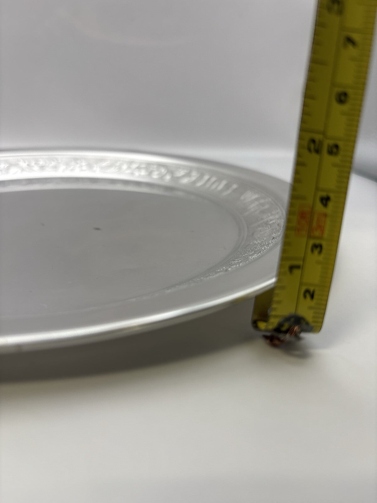 Silver Plated Made In Israel  round silver-plated serving tray or charger plate