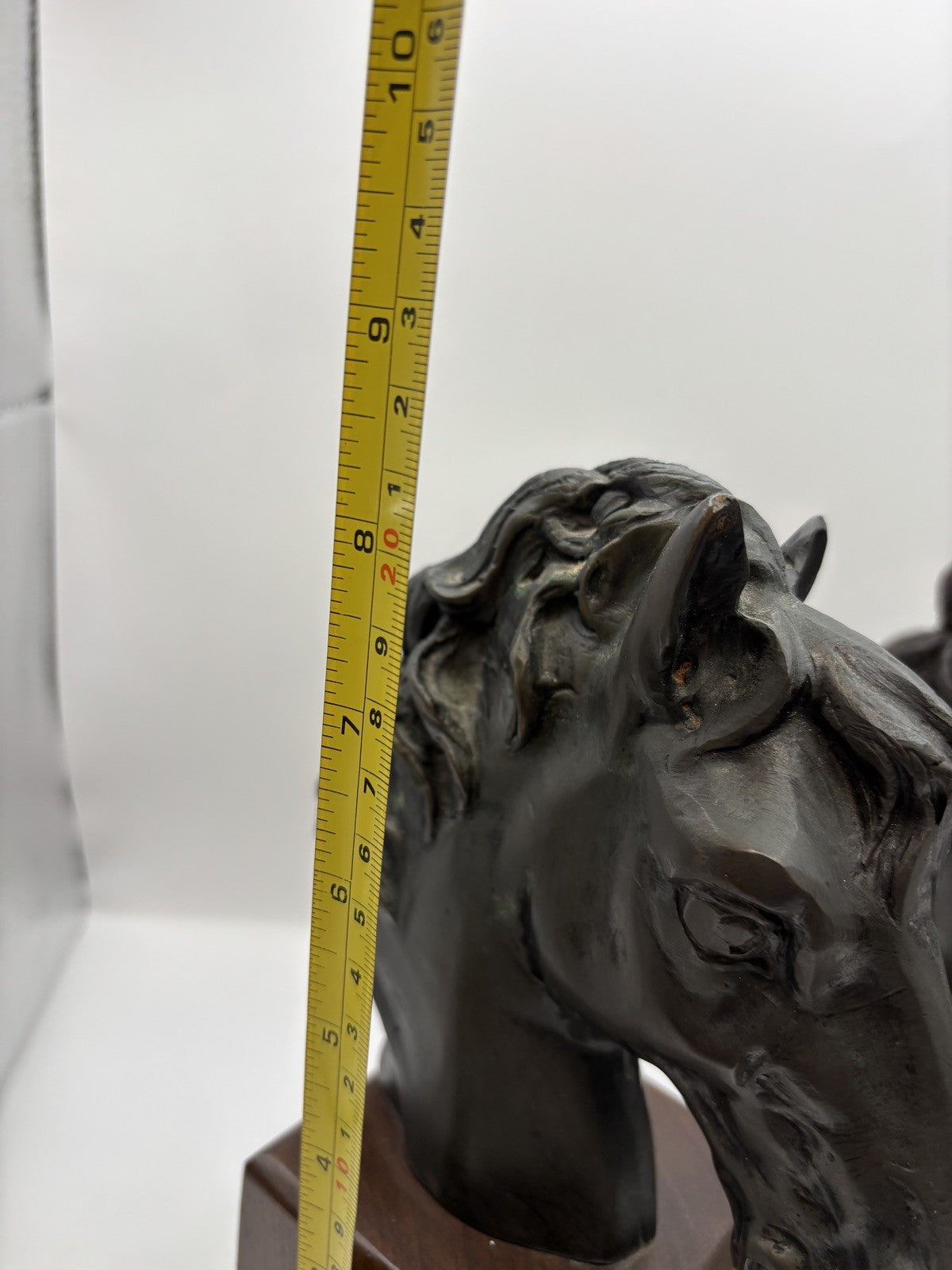 Black Horse Head Decorative Bookends Bronze W Wood Base Home Decor Gift Idea 8.3