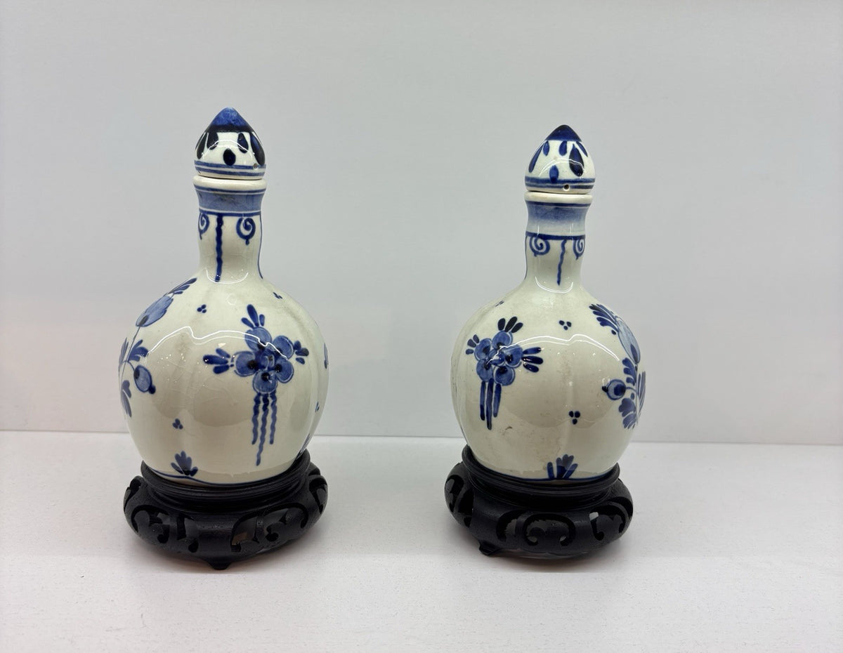Pair of antiques small vases P hoppe hand painted With Stand Made In China