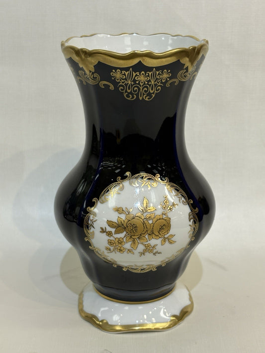 Vintage Weimar Porzellan Echt Kobalt (Genuine Cobalt) Porcelain Vase Germany 7.8