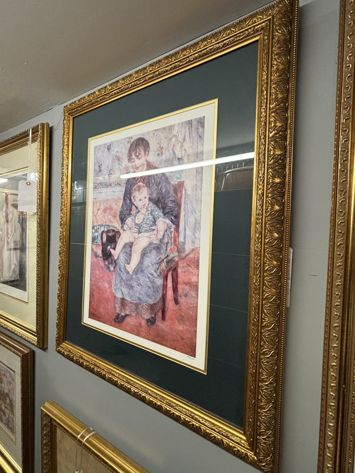 Pierre Auguste Renoir Mother -N- Child Oil On Canvas Painting with Frame Signed