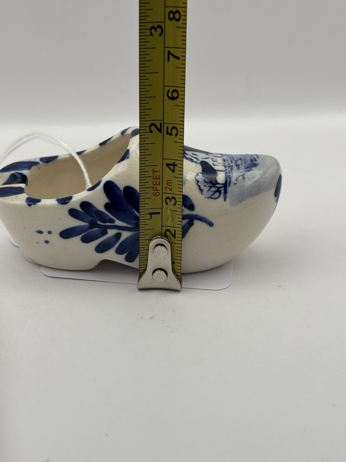 Vintage Dutch Delft Blue hand-painted ceramic clog ashtray windmill scene