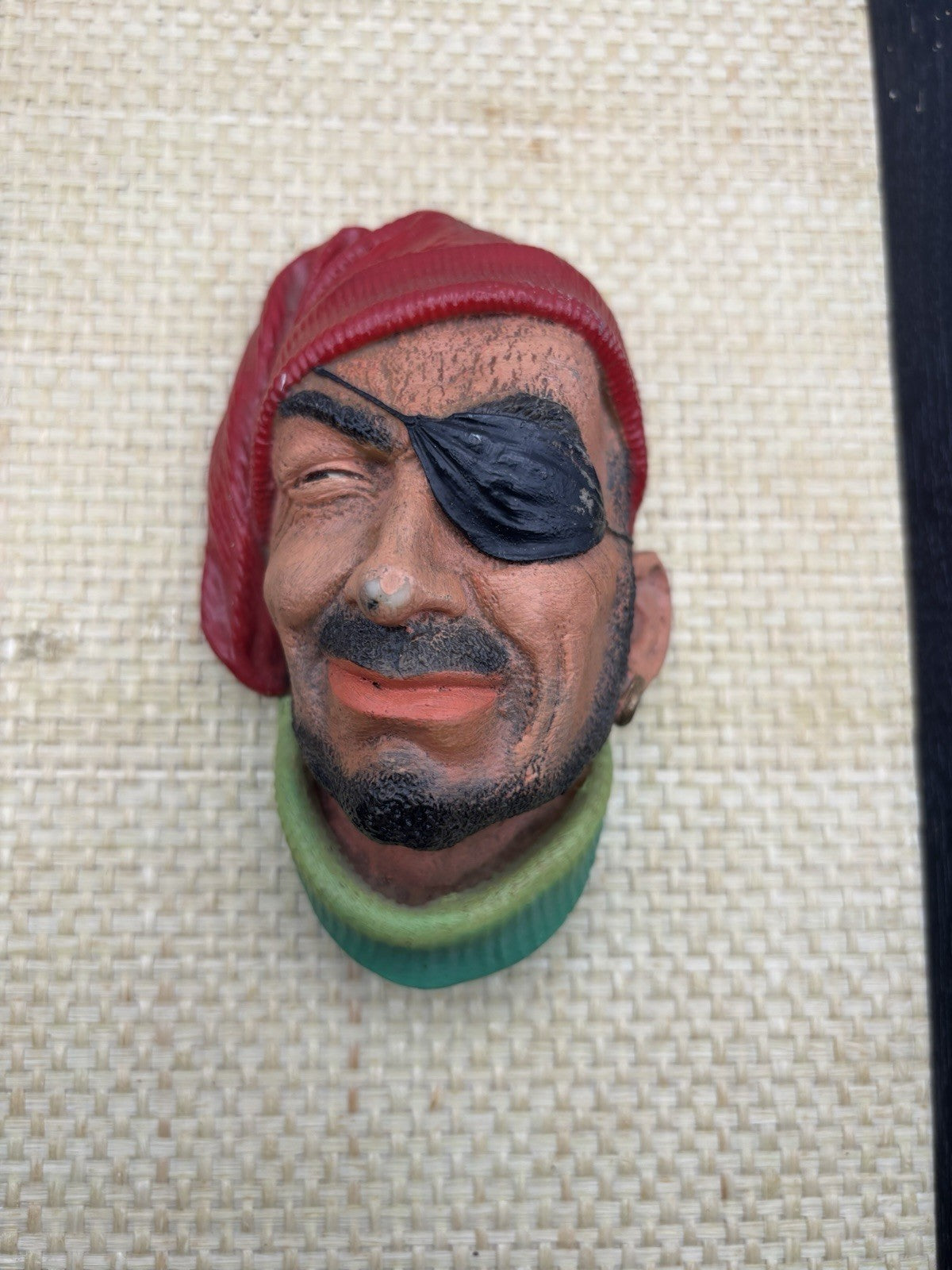 Vintage Bossons Smuggler Chalkware Head Wall Art Piece Hand Painted Made England
