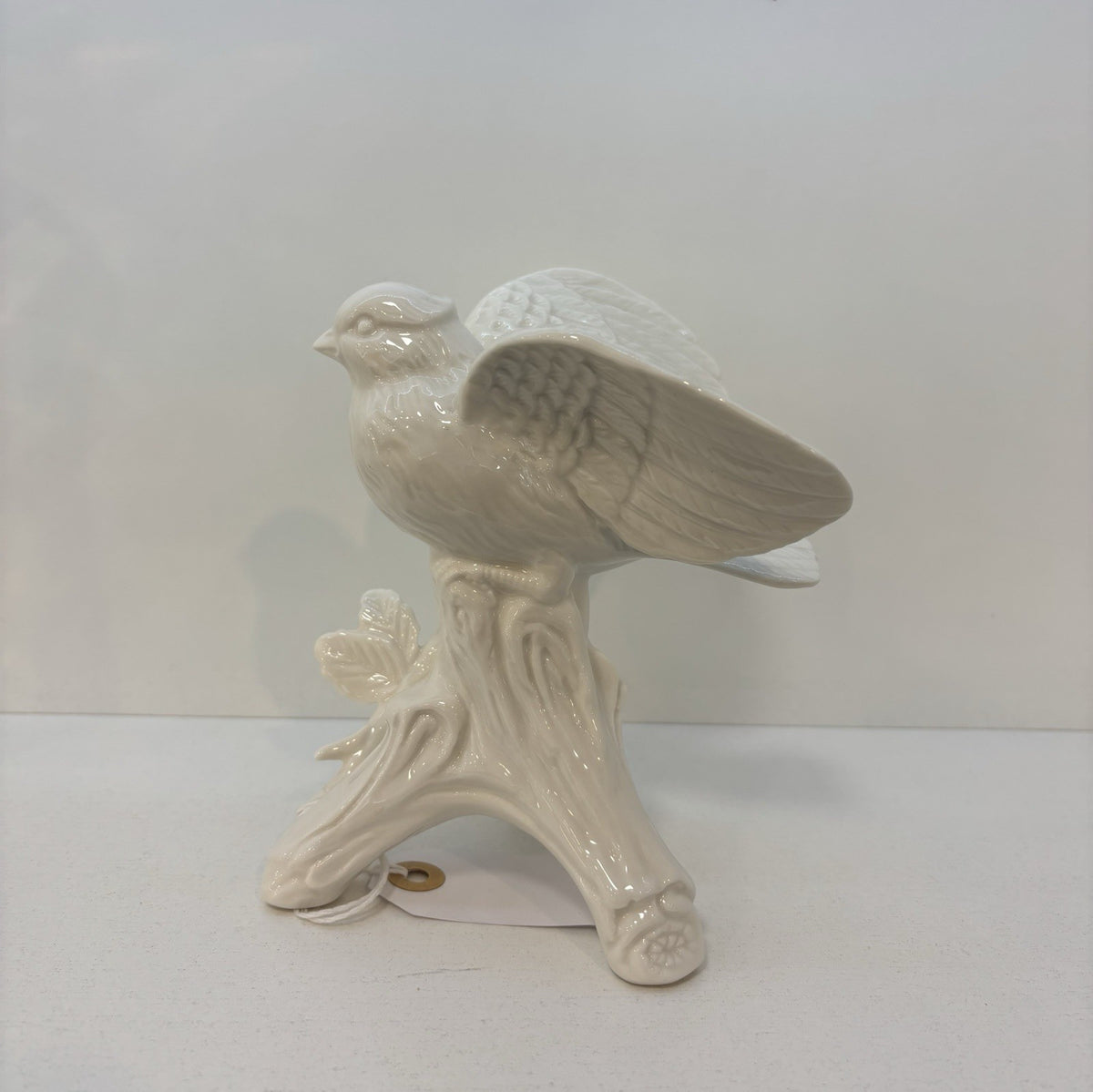 Beautiful Vintage Ceramic White Bird Flying on a branch