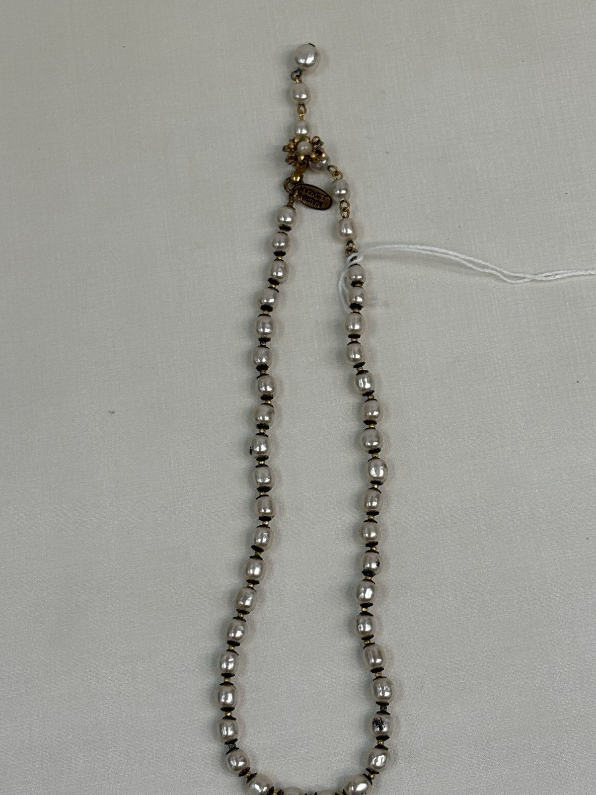 Miriam Haskell Vintage Knotted Faux Pearl Necklace Signed