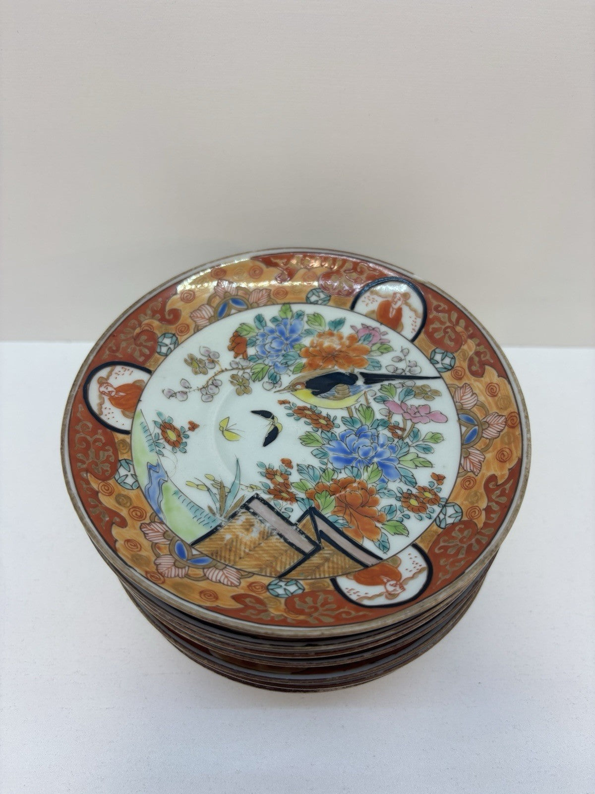 Antique Japanese Set of 4 plates with 8 tea sets Porcelain Hand Painted