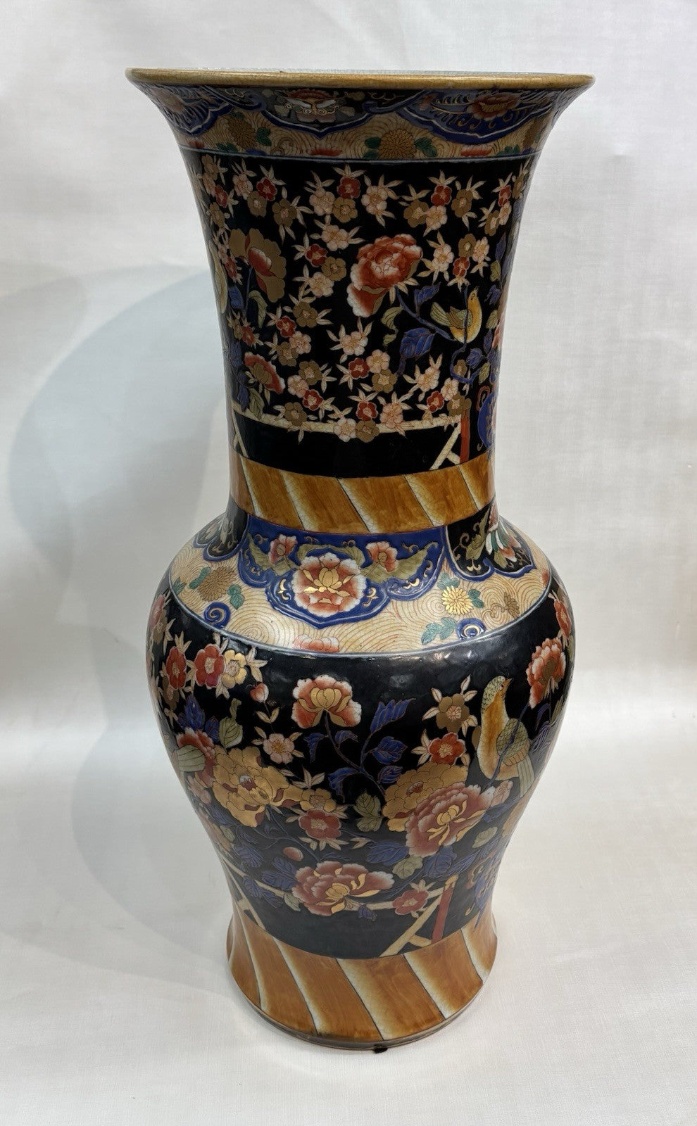 Early 20th Century Chinese Vase with Birds and Roses 12 3/8 Inches Tall