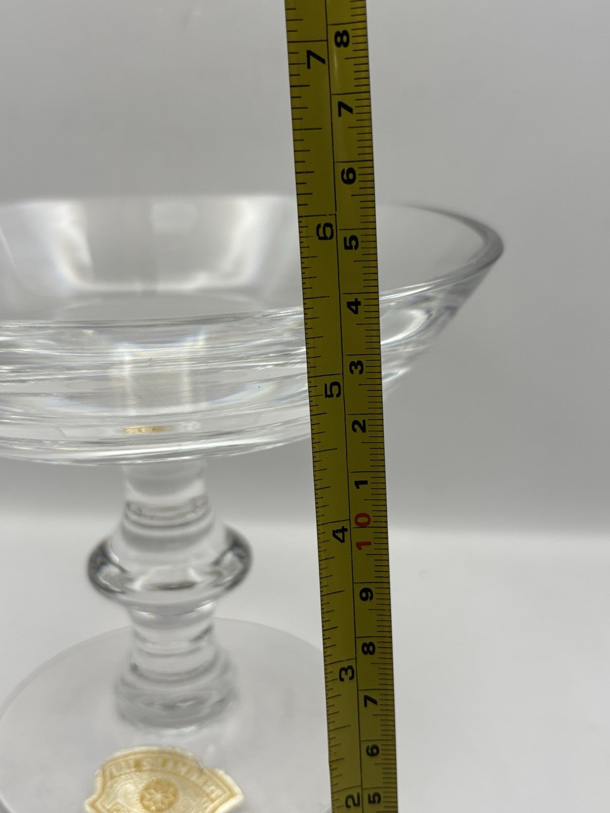 Vintage Val St Lambert Art Glass Pedestal Clear Crystal Bowl Signed Compote 5.5”