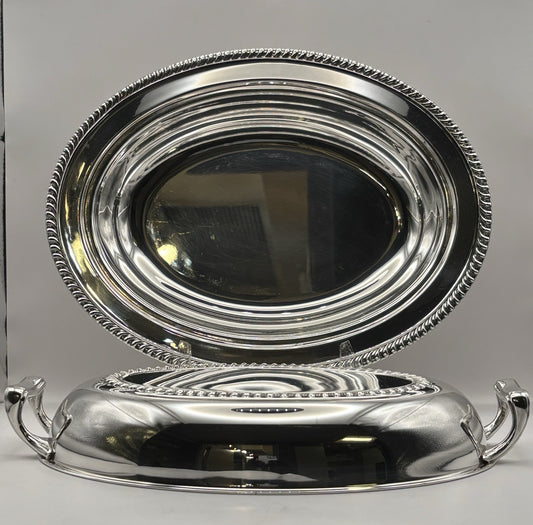 Vintage Silver Plated Lidded Serving Platter Dish - Not Marked