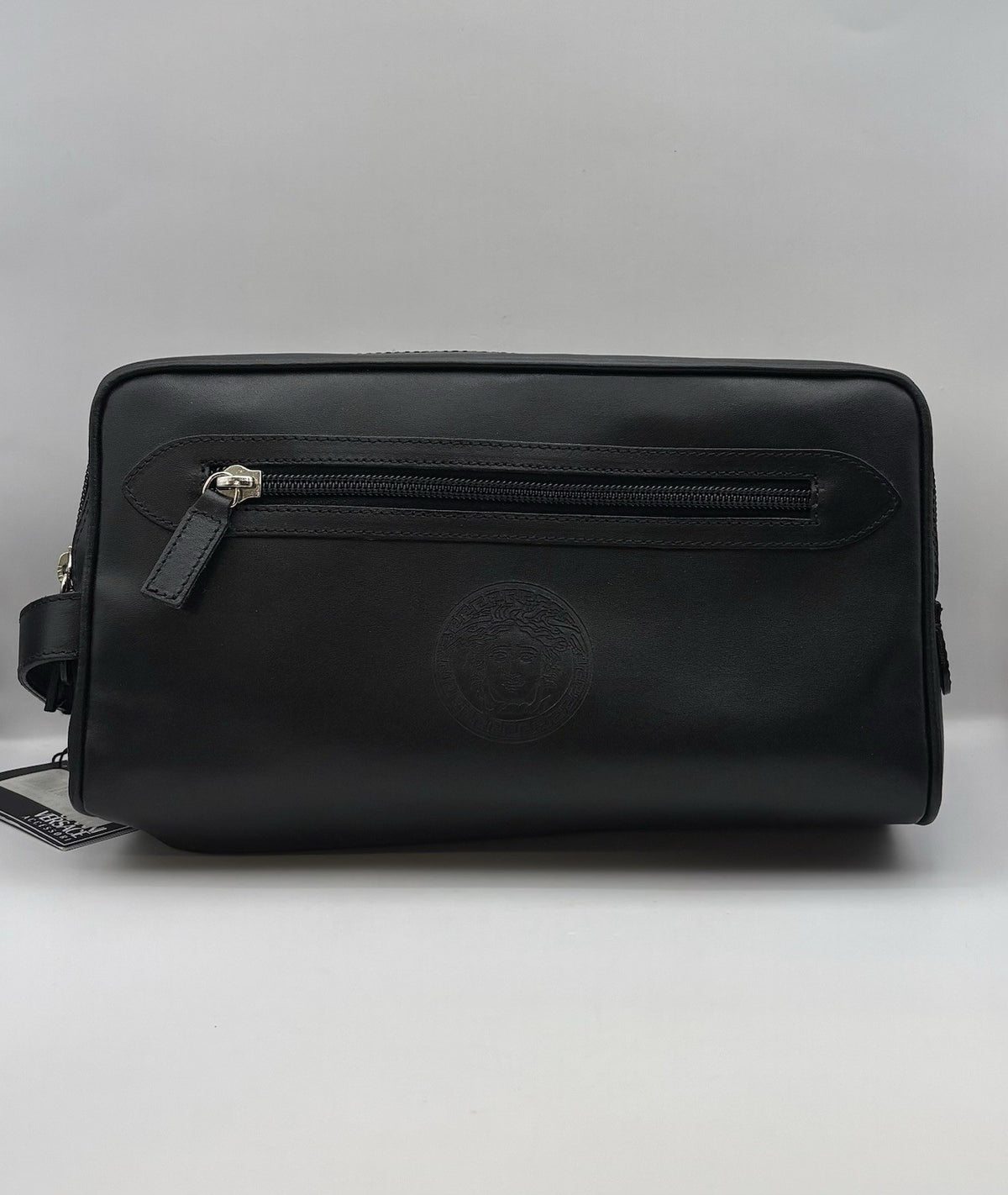 Gianni Versace Black Leather Medusa Clutch Bag Made In Italy Vintage