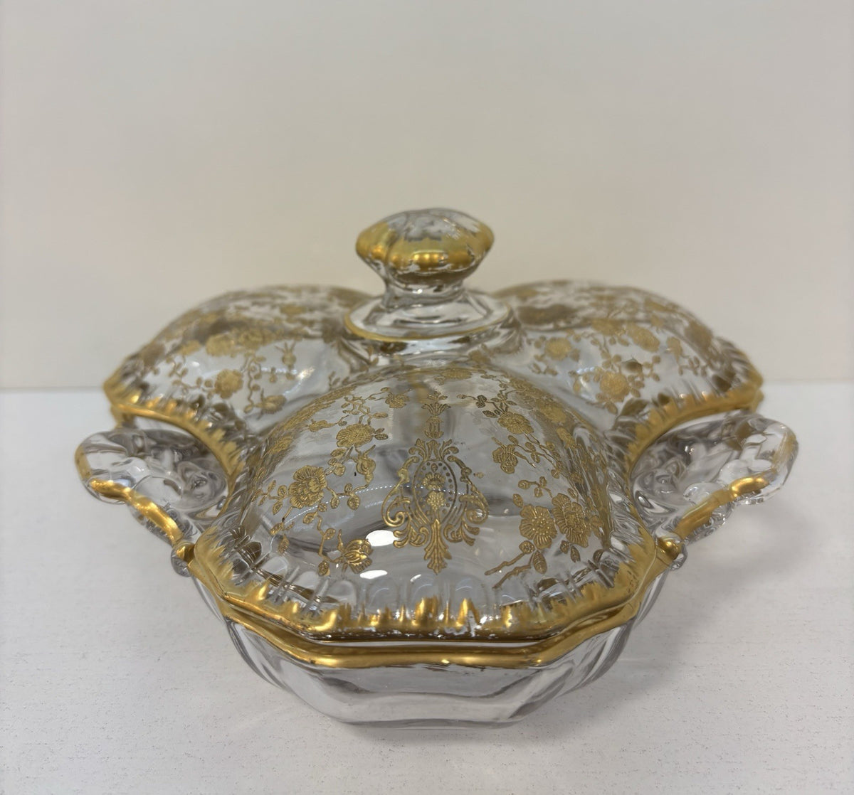 Candy Dish Cambridge Wildflower Pattern Clear Glass Bowl