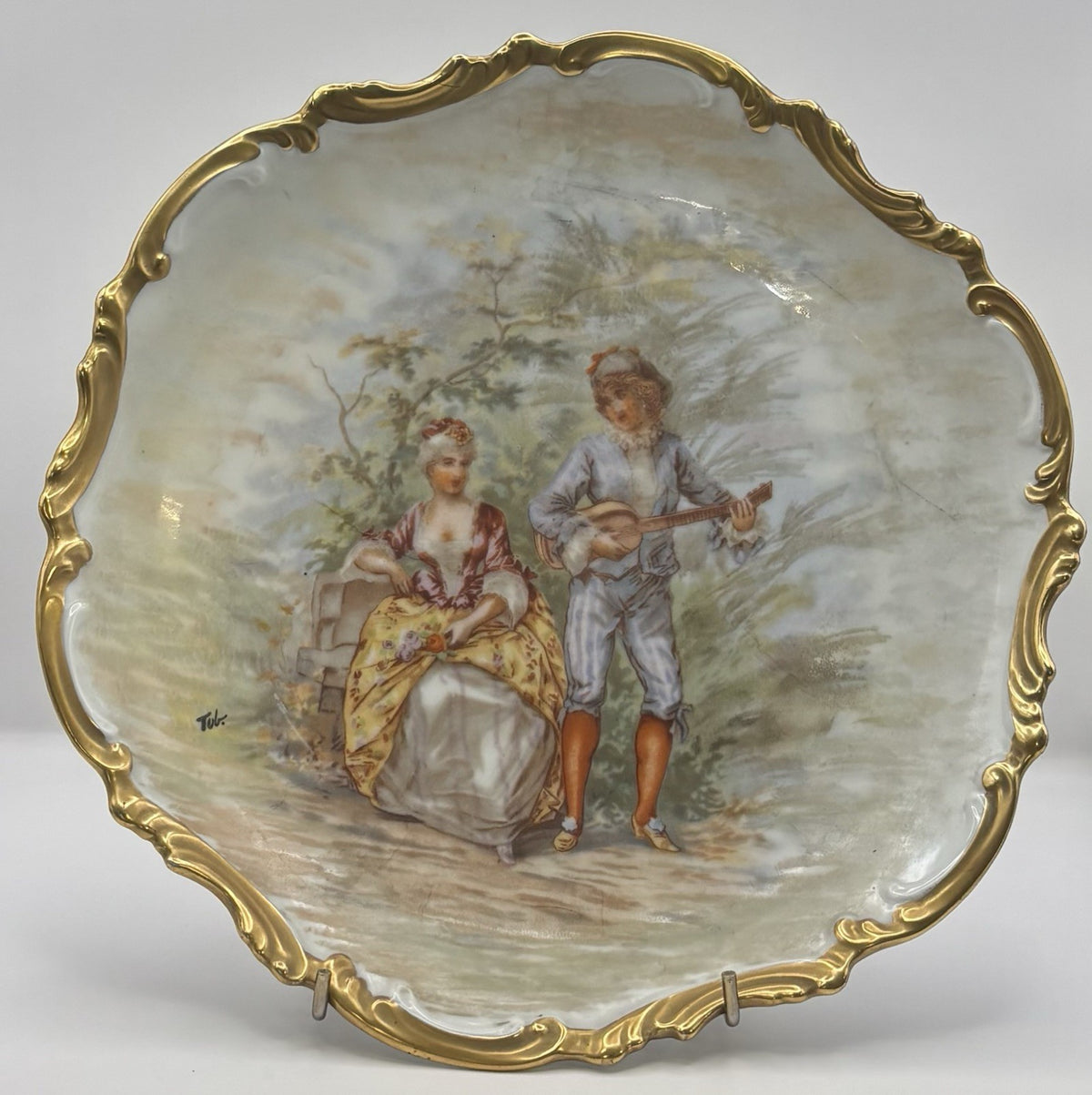Gold Rim Hand Painted Decorative Plated  Hanging Plate 10.5”
