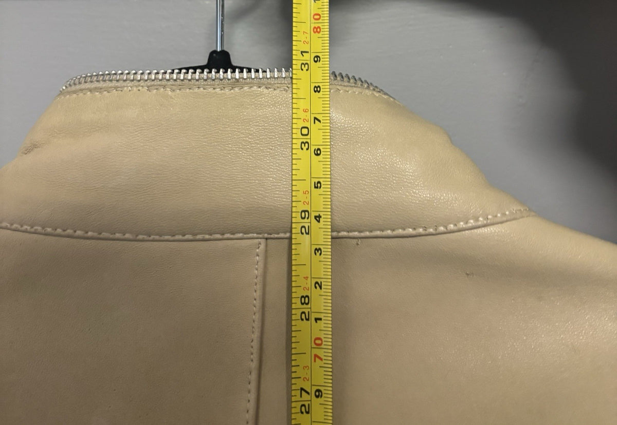 Beige Gianni Versace Leather Biker Jacket Size L Men’s