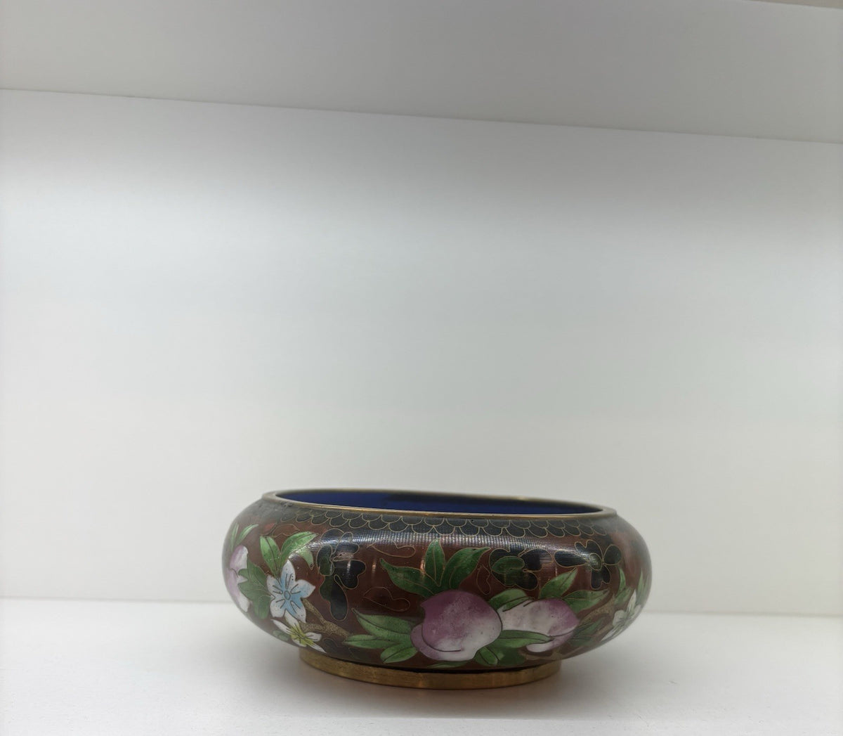 Antique Chinese Cloisonné Bowl 6-inch Hand Painted with Flowers