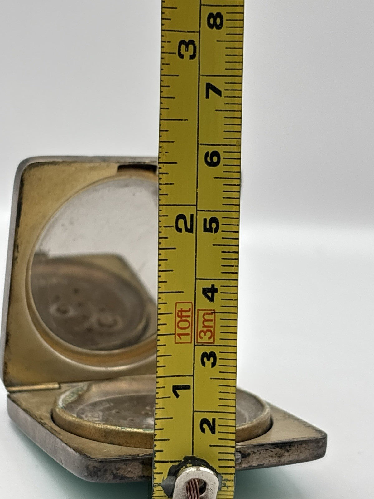 Vintage English 1931 Silver Guilloche Enamel Compact with Mirror
