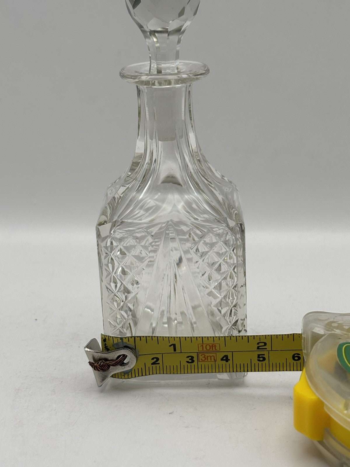 Art Deco-style Bottle Decanter Cut Crystal Desing with Stopper Made In France 5”