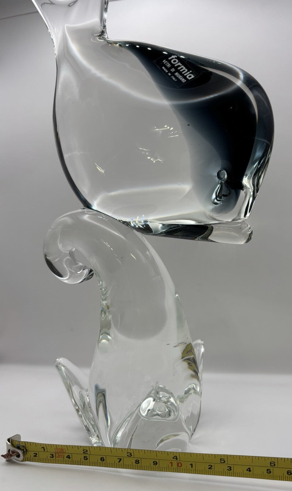 Murano Glass Fish Sculpture. 13.8 Inches Tall Hand Blown Glass Art Glass Italy