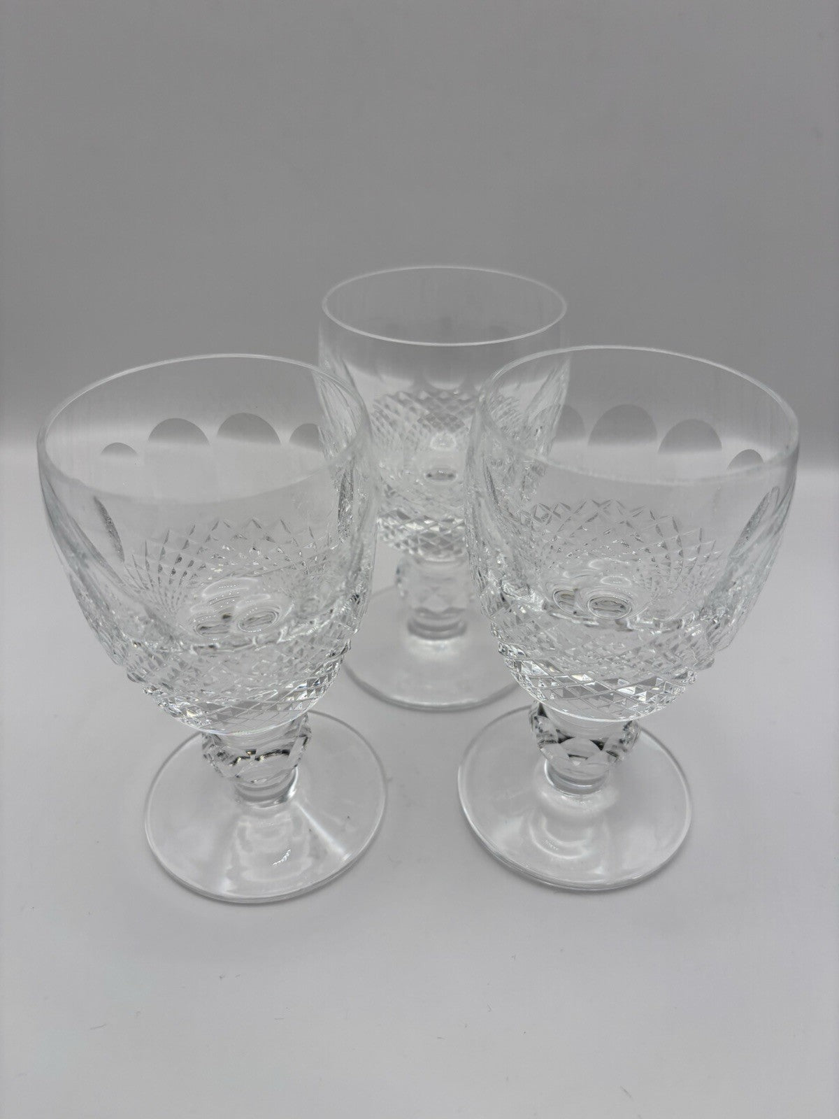 Crystal Colleen by Waterford Short Stem Diamond- Cut Patter Glasses Set of 3