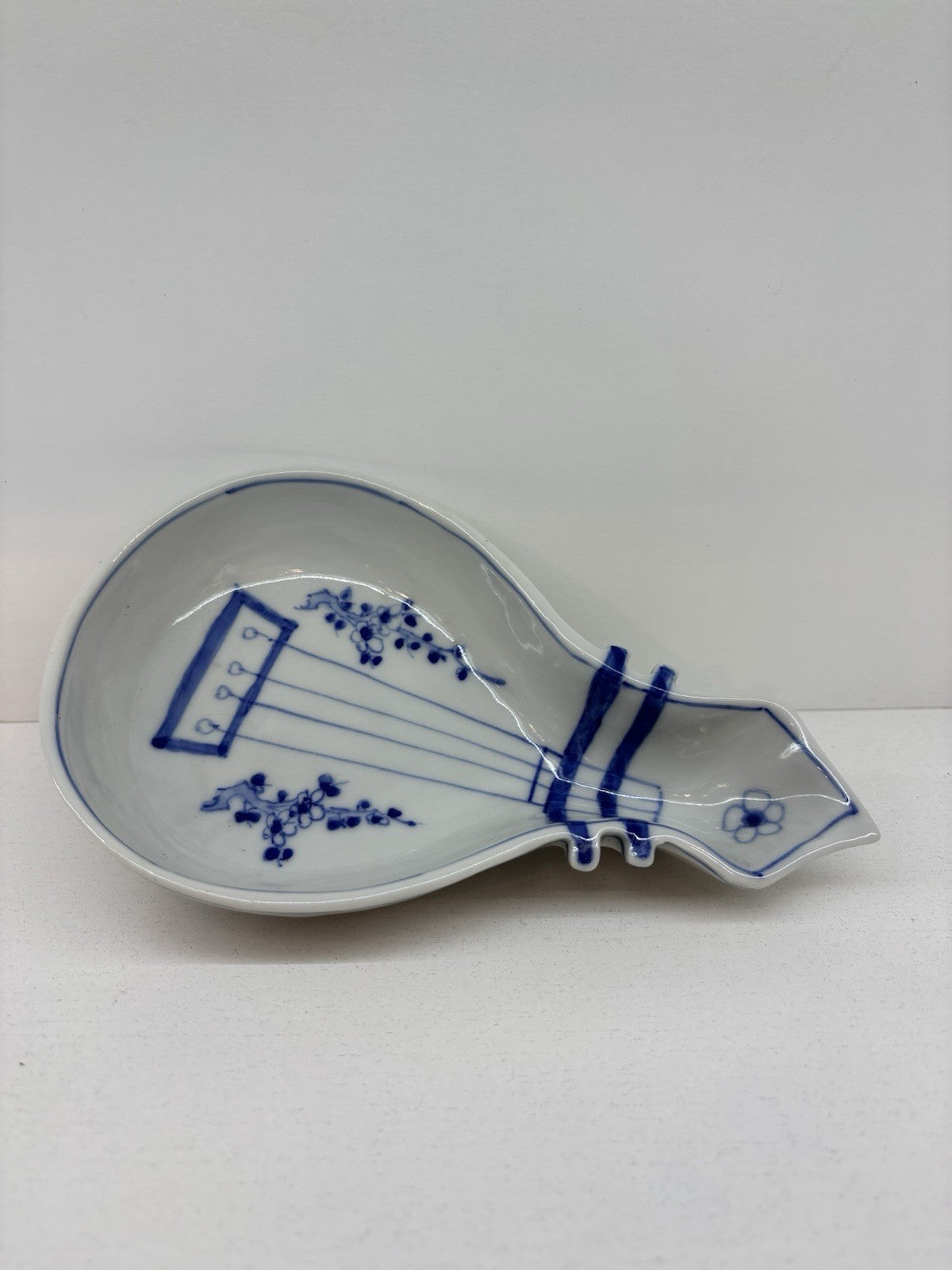 Beautiful Decorative Piece In White and Blue of An Instrument Made In China