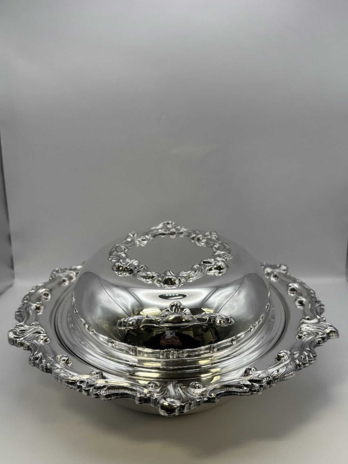 Victorian-style Silver-plated Covered Serving Dish with Lid