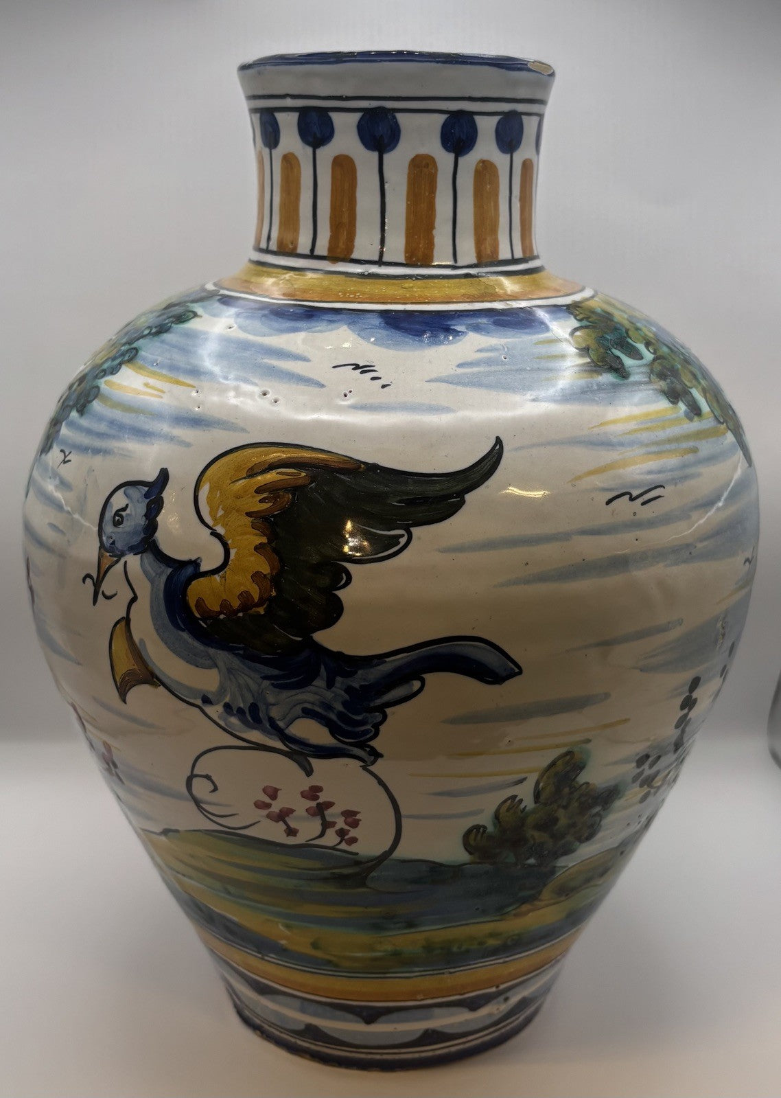 Talavera Italy Vase Hand Painted Floral Design  12’ Tall